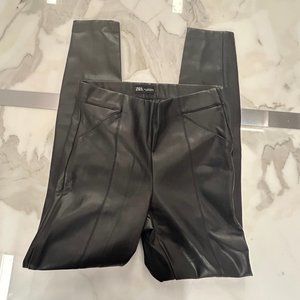Zara Faux Leather Zipper Side Zipper Ankle Leggings